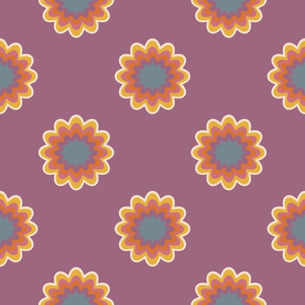 Elementos de diseño hippie. Estética de los años 70 divertido patrón maravilloso sin fisuras. Loco mandala psicodélico