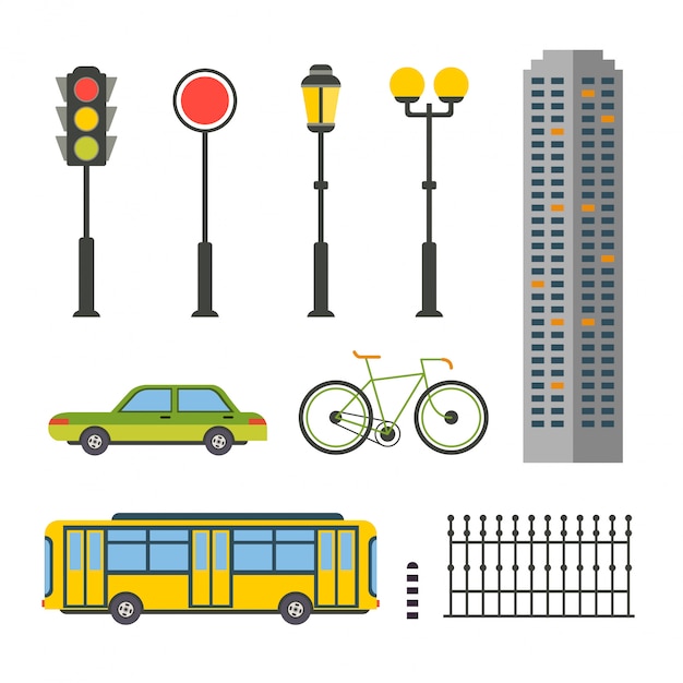 Elementos de diseño para ilustración de ciudad o mapa