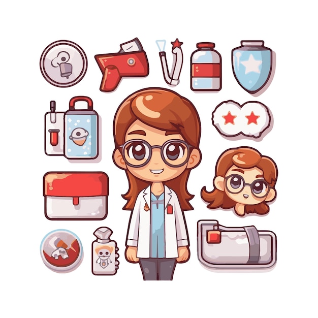 Vector elementos de diseño de ilustración de equipo médico simple fondo blanco aislado