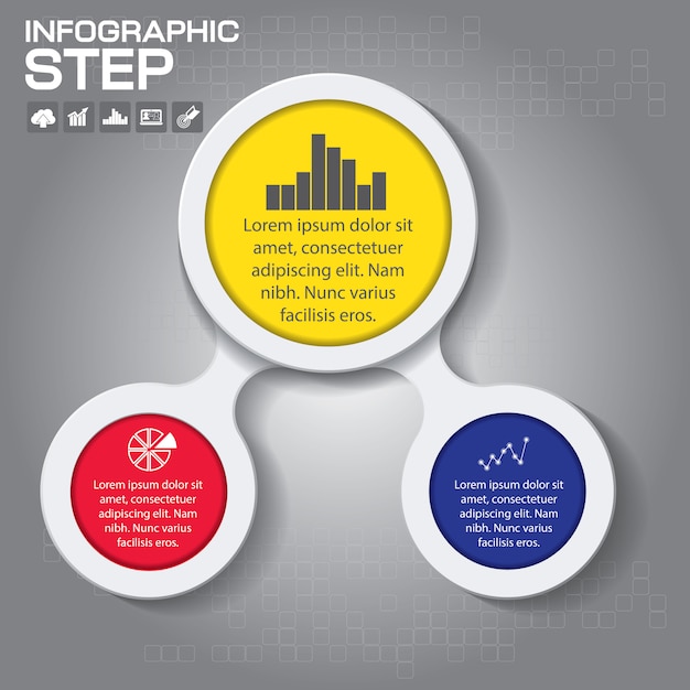 Elementos de diseño infográfico de 3 pasos