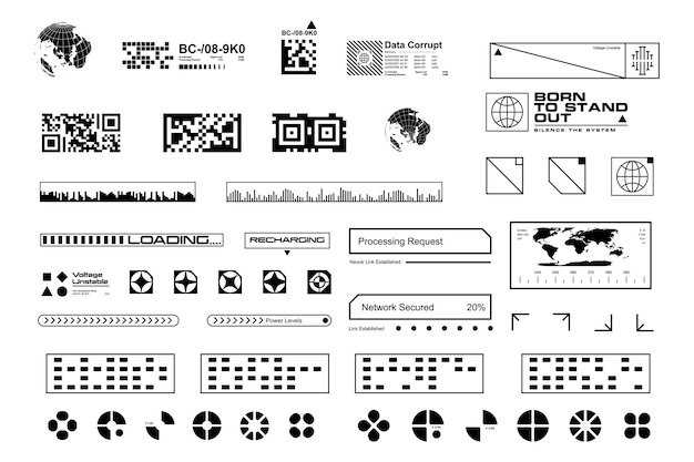 Elementos de diseño de la interfaz de usuario de Cyberpunk - Gráficos de interfaz de tecnología digital