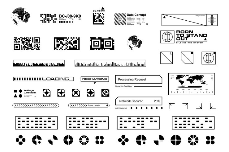 Vector elementos de diseño de la interfaz de usuario de cyberpunk - gráficos de interfaz de tecnología digital