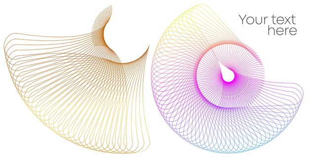 Elementos de diseño Líneas de arco iris relucientes de onda Signo ondulado de brillo abstracto en fondo blanco aislado Efecto de brillo de malla de pincel arte de línea creativo Ilustración vectorial EPS 10 para página de marco de banner