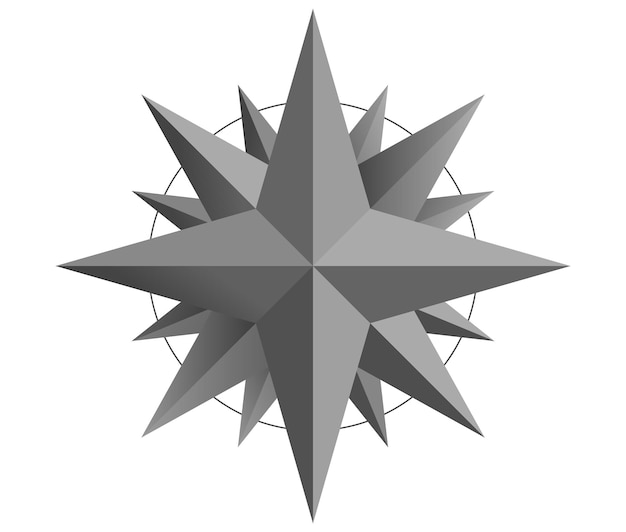 Elementos de diseño Logotipo de estrella color icono de brújula flecha rosa con sombra en estilo origami Ilustración vectorial EPS 10 Magnífico efecto gráfico 3d para sus presentaciones publicitarias signo de mapa de libro de portada