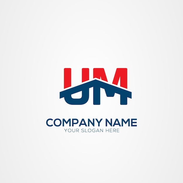 Elementos de diseño del logotipo de UM o MU Creative Modern Letters