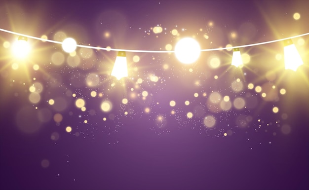 Elementos de diseño de luces hermosas brillantes de Navidad Luces brillantes para el diseño de saludo de Navidad