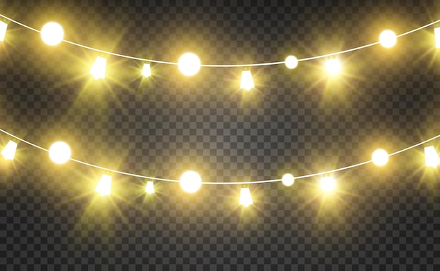 Elementos de diseño de luces hermosas brillantes de Navidad Luces brillantes para el diseño de saludo de Navidad