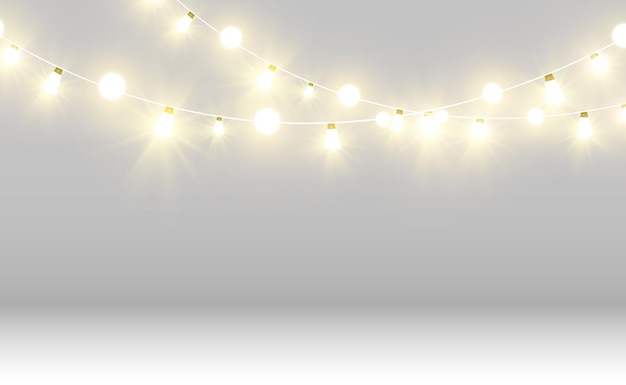 Elementos de diseño de luces hermosas brillantes de Navidad Luces brillantes para el diseño de saludo de Navidad