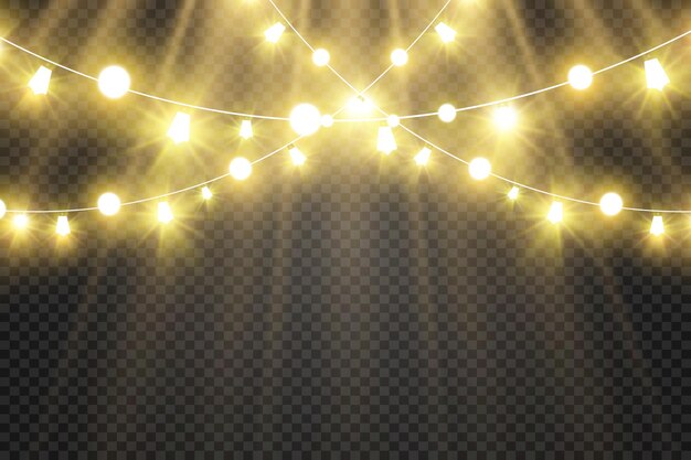 Elementos de diseño de luces hermosas brillantes de Navidad Luces brillantes para el diseño de saludo de Navidad