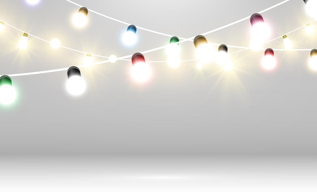 Elementos de diseño de luces hermosas brillantes de navidad luces brillantes para el diseño de tarjetas de felicitación de navidad