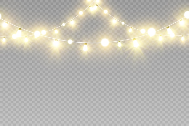 Elementos de diseño de luces hermosas brillantes de Navidad Luces brillantes para el diseño de tarjetas de felicitación de Navidad