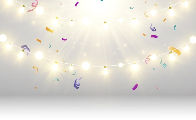 Elementos de diseño de luces hermosas brillantes de Navidad Luces brillantes