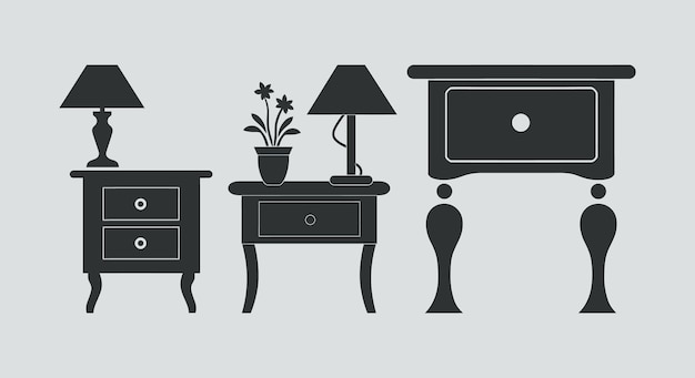 Elementos de diseño de mesita de noche