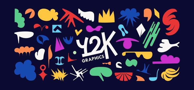 Vector elementos de diseño de moda del año 2000 gran conjunto de formas abstractas objetos iconos y símbolos gráficos vectoriales