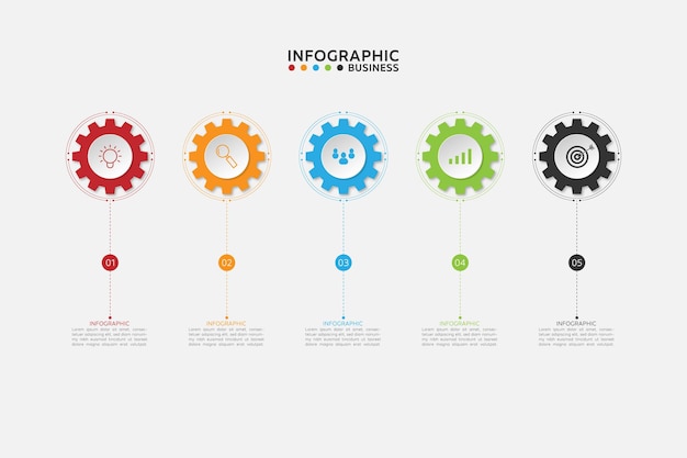 Elementos de diseño modernos para infografías empresariales multicolores
