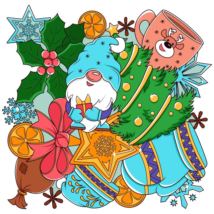 Vector elementos de diseño de navidad e invierno fondo de navidad