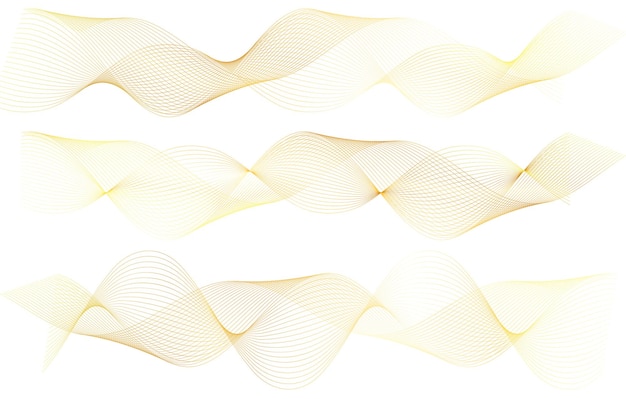 Elementos de diseño Ola de muchas líneas brillantes Círculo abstracto brillan rayas onduladas sobre fondo blanco aislado Arte de línea creativa Ilustración vectorial EPS 10 estilo art deco para invitación de boda