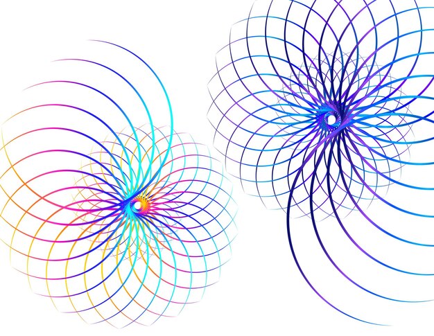 Elementos de diseño Ola de muchas líneas brillantes círculo Resplandor abstracto rayas onduladas sobre fondo blanco aislado Ilustración vectorial EPS 10 Olas de brillo con líneas creadas con la herramienta Mezclar