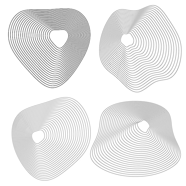 Elementos de diseño Ola de muchas líneas brillantes Rayas onduladas abstractas sobre fondo blanco aislado Arte de línea creativa Ilustración vectorial EPS 10 estilo art deco para invitación de boda plantilla de lujo