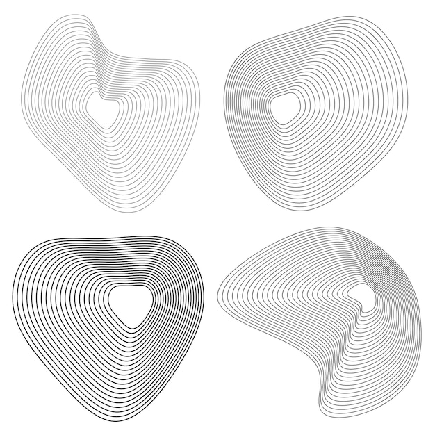 Elementos de diseño Ola de muchas líneas brillantes Rayas onduladas abstractas sobre fondo blanco aislado Arte de línea creativa Ilustración vectorial EPS 10 estilo art deco para invitación de boda plantilla de lujo