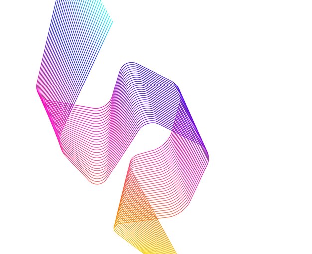 Elementos de diseño Ola de muchas líneas brillantes Rayas onduladas de brillo abstracto sobre fondo blanco aislado Arte de línea creativa Ilustración vectorial EPS 10 Olas coloridas con líneas creadas con Blend