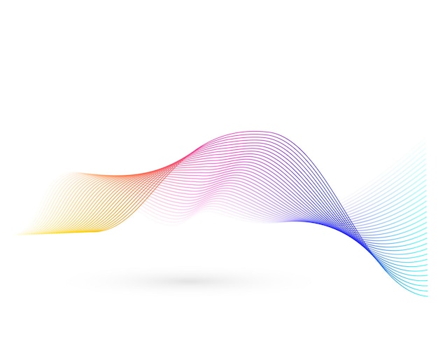 Elementos de diseño Ola de muchas líneas brillantes Rayas onduladas de brillo abstracto sobre fondo blanco aislado Arte de línea creativa Ilustración vectorial EPS 10 Olas coloridas con líneas creadas con Blend