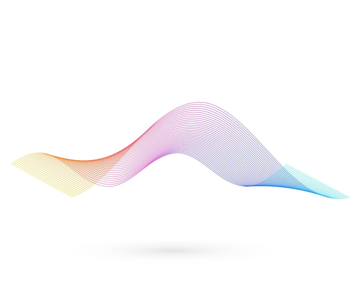 Vector elementos de diseño ola de muchas líneas brillantes rayas onduladas de brillo abstracto sobre fondo blanco aislado arte de línea creativa ilustración vectorial eps 10 olas coloridas con líneas creadas con blend