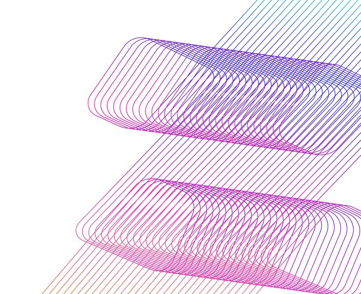 Vector elementos de diseño ola de muchas líneas brillantes rayas onduladas de brillo abstracto sobre fondo blanco aislado arte de línea creativa ilustración vectorial eps 10 olas coloridas con líneas creadas con blend