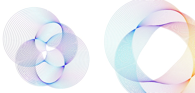 Elementos de diseño Ola de muchas líneas brillantes Rayas onduladas de brillo abstracto sobre fondo blanco aislado Arte de línea creativa Ilustración vectorial EPS 10 Olas coloridas con líneas creadas con Blend