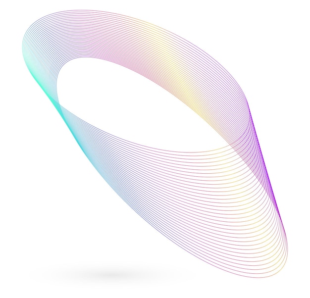 Elementos de diseño Ola de muchas líneas brillantes Rayas onduladas de brillo abstracto sobre fondo blanco aislado Arte de línea creativa Ilustración vectorial EPS 10 Olas coloridas con líneas creadas con Blend