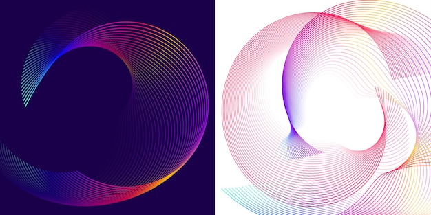 Elementos de diseño Ola de muchas líneas brillantes Rayas onduladas de brillo abstracto sobre fondo blanco aislado Arte de línea creativa Ilustración vectorial EPS 10 Olas coloridas con líneas creadas con Blend