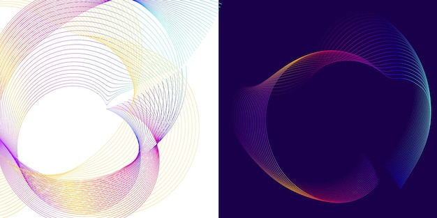 Elementos de diseño Ola de muchas líneas brillantes Rayas onduladas de brillo abstracto sobre fondo blanco aislado Arte de línea creativa Ilustración vectorial EPS 10 Olas coloridas con líneas creadas con Blend