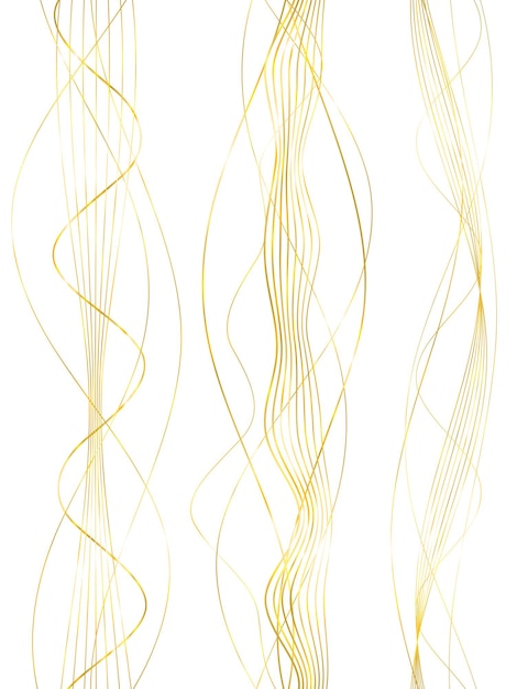 Elementos de diseño Ola de muchas líneas brillantes Rayas onduladas de brillo vertical abstracto sobre fondo blanco aislado Arte de línea creativa Ilustración vectorial EPS 10 estilo art deco para invitación de boda