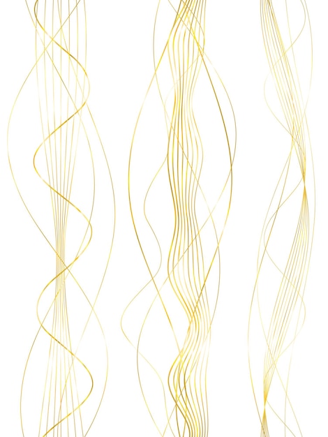 Elementos de diseño Ola de muchas líneas brillantes Rayas onduladas de brillo vertical abstracto sobre fondo blanco aislado Arte de línea creativa Ilustración vectorial EPS 10 estilo art deco para invitación de boda