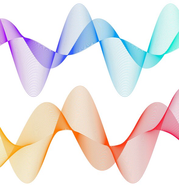 Elementos de diseño Ola de muchas líneas de color Rayas onduladas verticales abstractas sobre fondo blanco aislado Arte de línea creativa