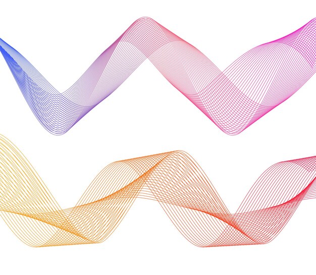 Elementos de diseño Ola de muchas líneas de color Rayas onduladas verticales abstractas sobre fondo blanco aislado Arte de línea creativa