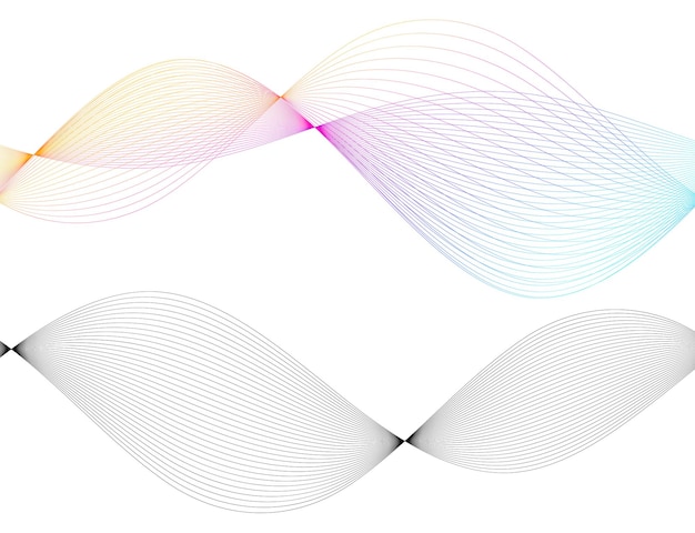Elementos de diseño Ola de muchas líneas grises Rayas onduladas abstractas sobre fondo blanco aisladas Arte de línea creativa Ilustración vectorial EPS 10 Ondas brillantes coloridas con líneas creadas con la herramienta Mezclar