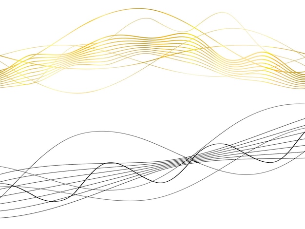 Elementos de diseño Ola de muchas líneas grises Rayas onduladas abstractas sobre fondo blanco aisladas Arte de línea creativa Ilustración vectorial EPS 10 Ondas brillantes coloridas con líneas creadas con la herramienta Mezclar