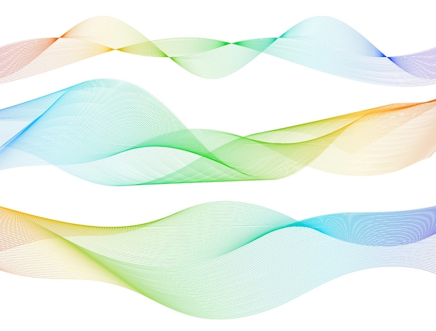 Elementos de diseño Ola de muchas líneas grises Rayas onduladas abstractas sobre fondo blanco aisladas Arte de línea creativa Ilustración vectorial EPS 10 Ondas brillantes coloridas con líneas creadas con la herramienta Mezclar