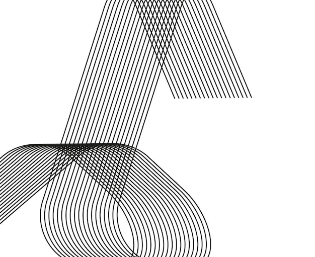 Elementos de diseño Ola de muchas líneas grises Rayas onduladas abstractas sobre fondo blanco aislado Arte de línea creativa Ilustración vectorial EPS 10 Ondas negras con líneas creadas con la herramienta Mezclar