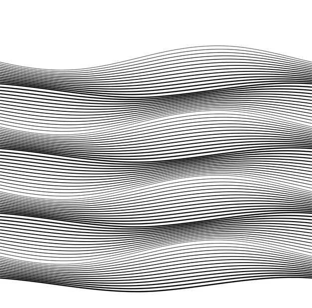 Elementos de diseño Ola de muchas líneas grises Rayas onduladas abstractas sobre fondo blanco Arte de línea creativa Ilustración vectorial EPS 10 Ondas brillantes coloridas con líneas creadas con la herramienta Mezclar