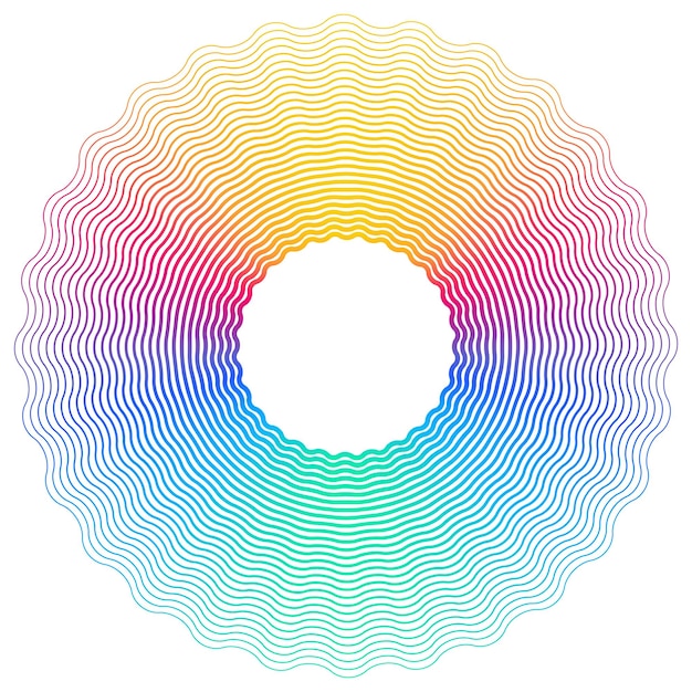 Elementos de diseño Ola de muchas líneas moradas anillo circular Arco iris abstracto rayas onduladas sobre fondo blanco aislado Ilustración vectorial EPS 10 Olas coloridas con líneas creadas con la herramienta Mezclar