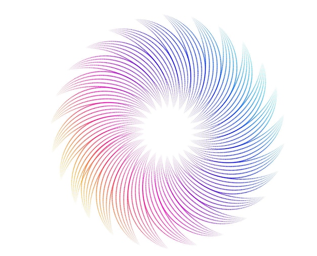 Elementos de diseño Ola de muchas líneas púrpuras anillo circular Rayas onduladas verticales abstractas sobre fondo blanco aislado Ilustración vectorial EPS 10