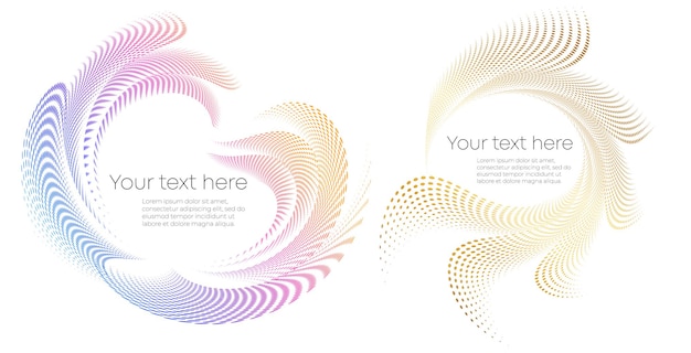 Elementos de diseño Ola de muchas líneas púrpuras anillo circular Rayas onduladas verticales abstractas sobre fondo blanco aislado Ilustración vectorial EPS 10