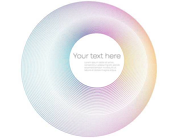 Elementos de diseño Ola de muchas líneas púrpuras anillo circular Rayas onduladas verticales abstractas sobre fondo blanco aislado Ilustración vectorial EPS 10
