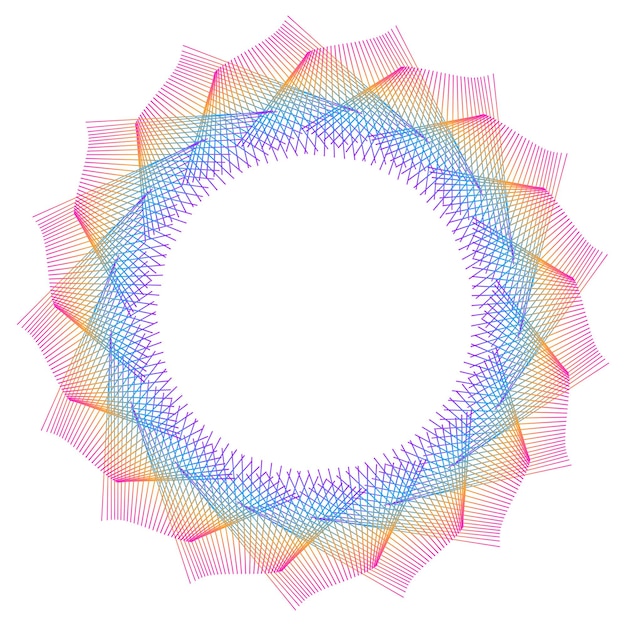 Elementos de diseño Ola de muchas líneas púrpuras anillo circular rayas onduladas verticales sobre fondo blanco