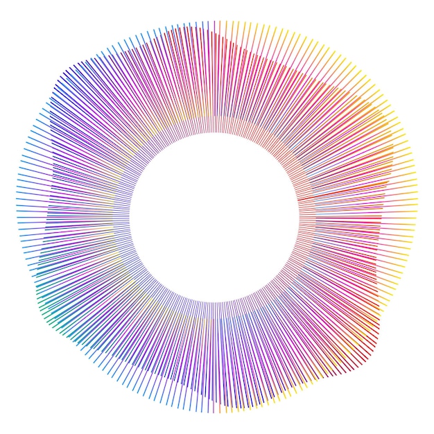 Elementos de diseño Ola de muchas líneas púrpuras anillo circular rayas onduladas verticales sobre fondo blanco