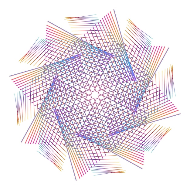 Elementos de diseño ola de muchas líneas púrpuras anillo circular rayas onduladas verticales sobre fondo blanco