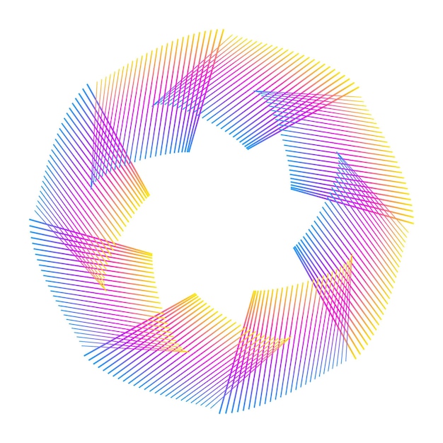 Elementos de diseño Ola de muchas líneas púrpuras anillo circular rayas onduladas verticales sobre fondo blanco