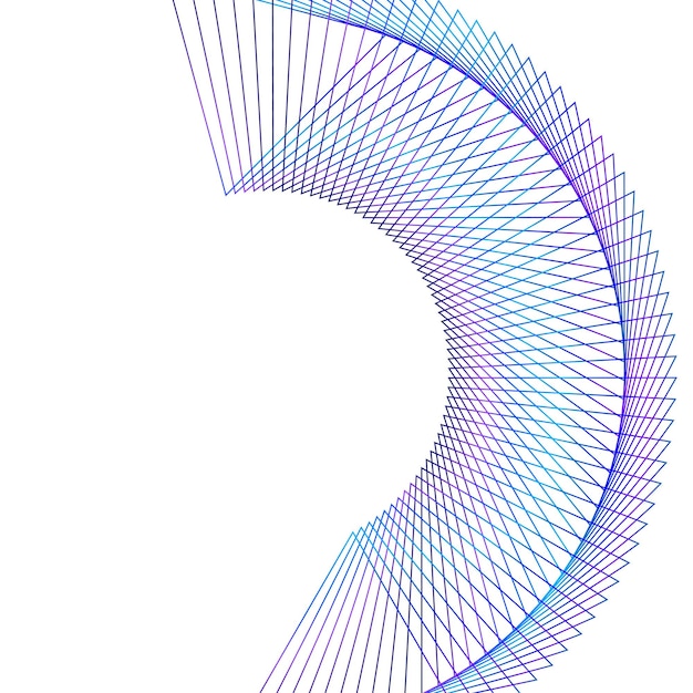 Elementos de diseño Ola de muchas líneas púrpuras anillo circular Resumen rayas onduladas verticales sobre fondo blanco aislado